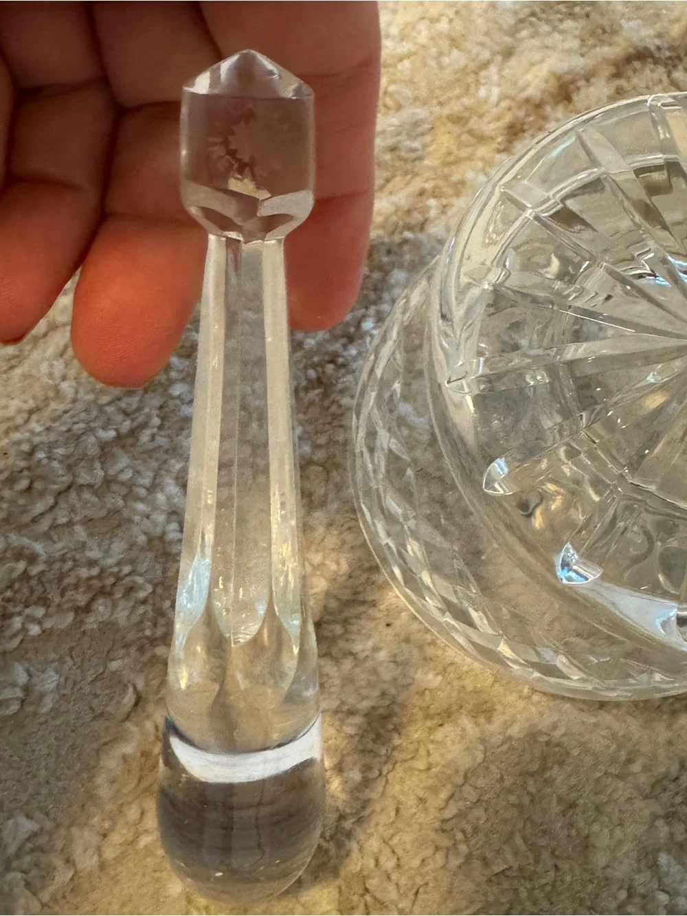 Clear Cut Glass mortar and pestal  vintage. Signed